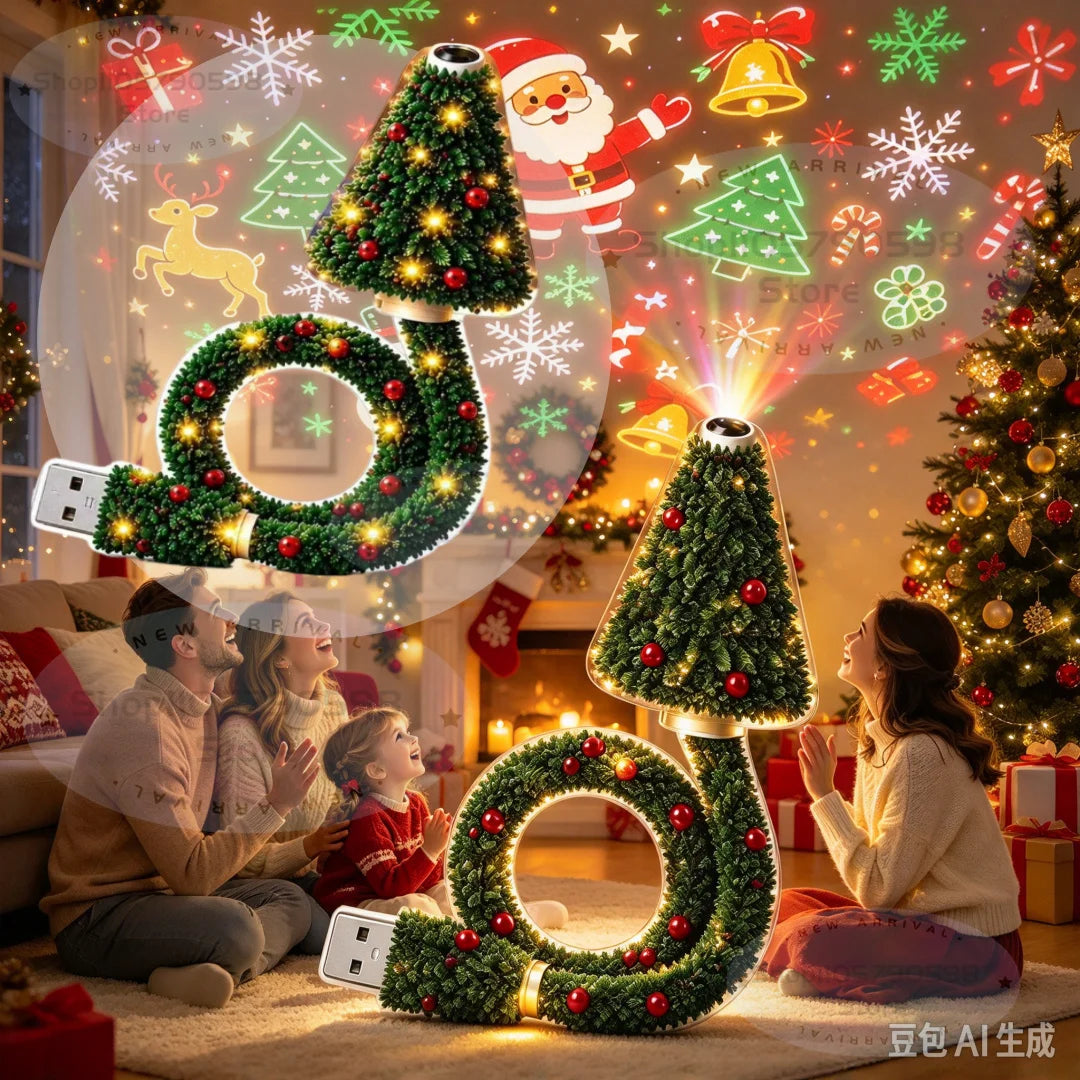 2026 Christmas Projector Lights USB Plug & Play Holiday Indoor HD Night Light,Christmas Tree Design,Christmas Decor Gift